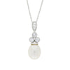 Sterling Silver Freshwater Pearl Cubic Zirconia Ladies Necklace