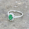18ct White Gold 0.71ct Emerald & 0.26 Diamond Cluster Ring RA730 | H&H