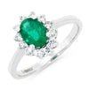 18ct White Gold 0.71ct Emerald & 0.26 Natural Diamonds Cluster Ring RA730