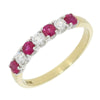 9ct Yellow Gold 0.21ct Diamond & Ruby Half Eternity Ring | H&H
