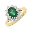 18ct Yellow Gold 1.50ct Emerald & 0.54 Diamond Cluster Ring