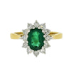 18ct Yellow Gold 1.50ct Emerald & 0.54 Diamond Cluster Ring