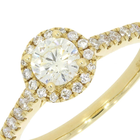 18ct Yellow Gold Brilliant Cut 0.50ct Diamond Halo Cluster Ring | H&H