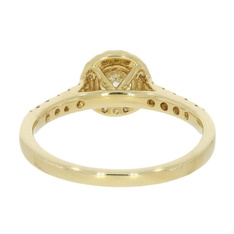 18ct Yellow Gold Brilliant Cut 0.50ct Diamond Halo Cluster Ring | H&H