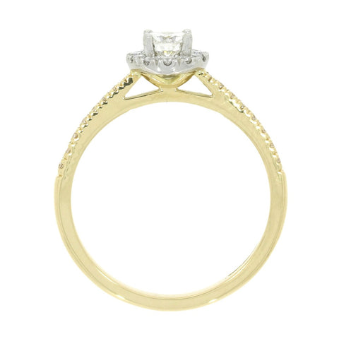 18ct Yellow Gold and Platinum Brilliant Cut 0.28ct Diamond Halo Cluster Ring