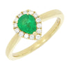 18ct Yellow Gold Pear Shape Emerald and Diamond Cluster Ring | H&H
