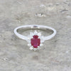 Platinum Oval Ruby and 0.20cts of Natural Diamonds Cluster Ring RC968