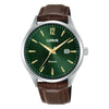 Lorus Green Dial Brown Leather Strap Mens Watch RH995RX9