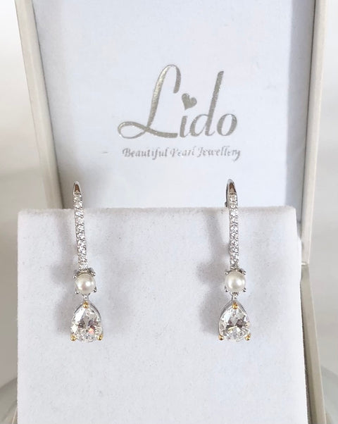 Lido Pearls Cubic Zirconia Freshwater Pearl Drop Earrings RP034E