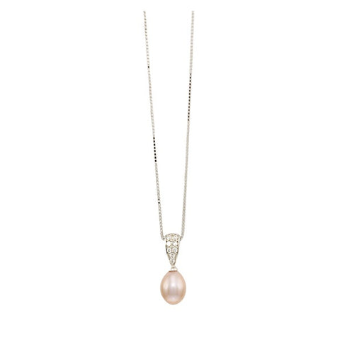 Lido Pink Freshwater Pearl Cubic Zirconia Pendant and Chain RP043P