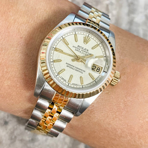 Pre Owned Rolex Oyster Perpetual Lady Datejust 26 Bi Metal Ladies Watch 69173 RW0480 Papers (1992)