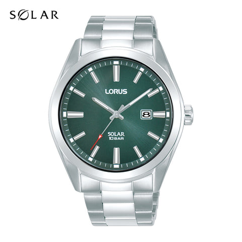 Lorus Green Dial Solar Mens Watch RX331AX9