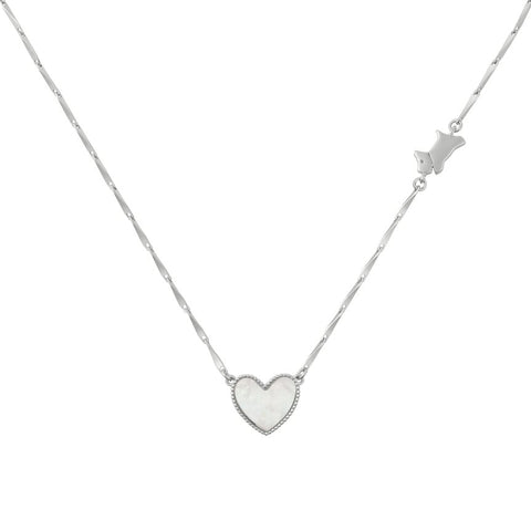 Radley Sterling Silver Mother Of Pearl Heart & Jumping Dog Necklace RYJ2439