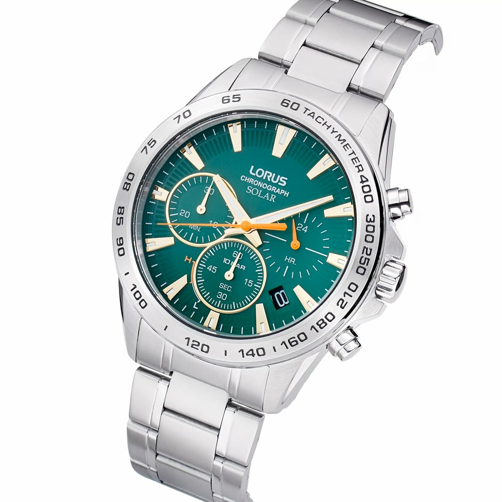 Lorus Green Dial Solar Chronograph Mens Watch RZ505AX9 | H&H