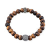 Save Brave Brown Tigers Eye Bead Mens Bracelet SBB-OM-1E-24T
