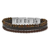 Save Brave Brown Leather and Tigers Eye Bead Mens Bracelet SBB-Tyler-BR