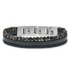 Save Brave Grey Leather and Agate Bead Mens Bracelet SBB-Tyler-GR