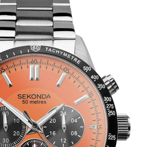 Sekonda Velocity Sports Chronograph Men's Watch Orange Dial 30025 | H&H