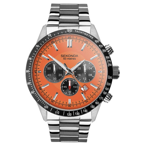 Sekonda Velocity Sports Chronograph Men's Watch Orange Dial 30025 | H&H