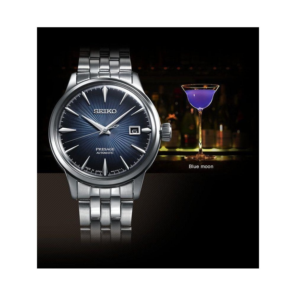 Seiko Presage Automatic Blue Face Cocktail Mens Watch SRPB41J1