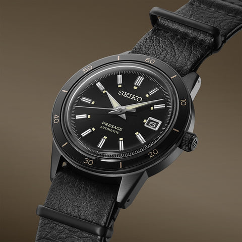 Seiko Presage 60's Style Black Strap Watch SRPH95J1