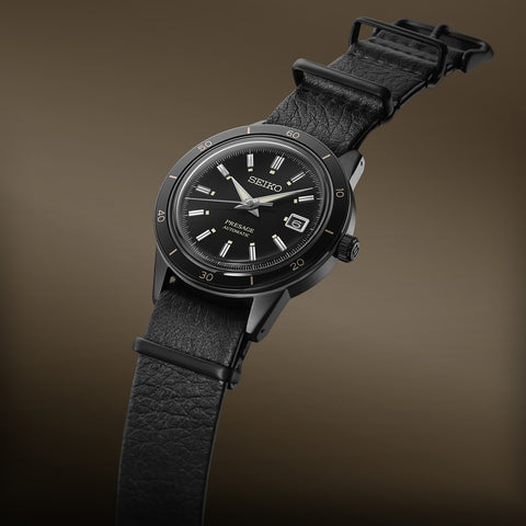 Seiko Presage 60's Style Black Strap Watch SRPH95J1