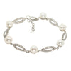 Lido Sterling Silver Freshwater Pearl Cubic Zirconia Bracelet T115B