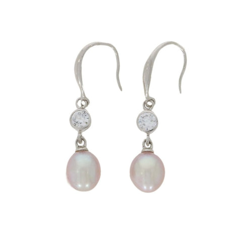 Lido Pink Freshwater Pearl and Cubic Zirconia Drop Earrings T138EP