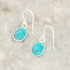 Turquoise Sterling Silver Oval Shape Drop Earrings