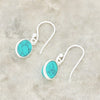 Turquoise Sterling Silver Oval Shape Drop Earrings