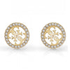 Guess 4G Logo Round Crystal Set Gold Tone Stud Earrings UBE02161YG