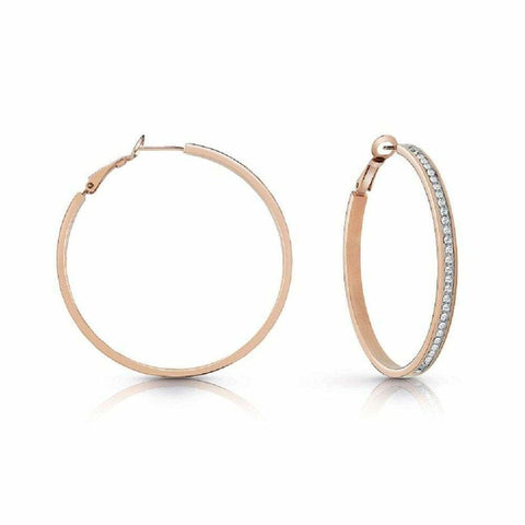 Guess All Around Guess Rose Gold Plated Hoop Earrings UBE28096