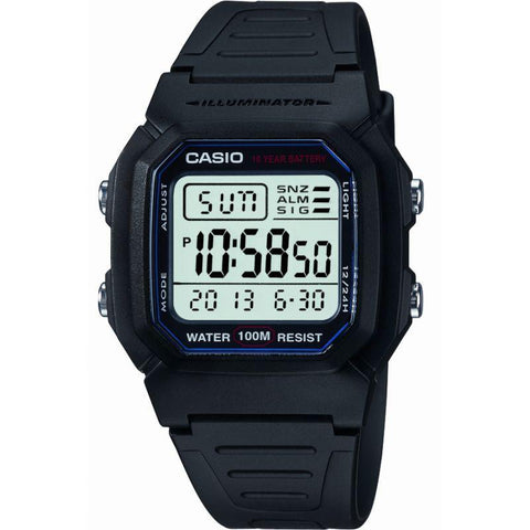 Casio Dual Time Alarm Watch Black W-800H-1AVES
