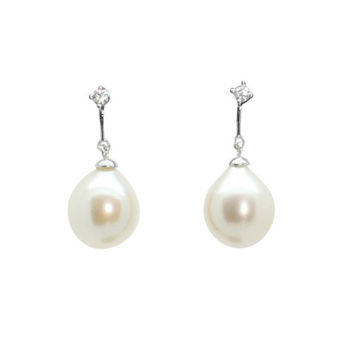 Lido Pearls White Freshwater Pearl CZ Drop Earrings YP031EW | H&H