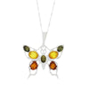 Amber Sterling Silver Large Butterfly Pendant and Chain