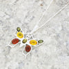 Amber Sterling Silver Large Butterfly Pendant and Chain