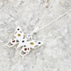 Amber Sterling Silver Large Butterfly Pendant and Chain