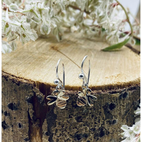 Linda MacDonald Bee Sterling Silver and 9ct Gold Drop Earrings The Bunny and the Bee Collection DBUNG