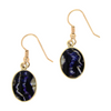 Blue John and Jet 9ct Yellow Gold Oval Reversible Drop Earrings| H&H