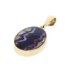 Derbyshire Blue John and Whitby Jet 9ct Yellow Gold Small Oval Pendant Necklace