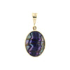 Derbyshire Blue John and Whitby Jet 9ct Yellow Gold Small Oval Pendant Necklace
