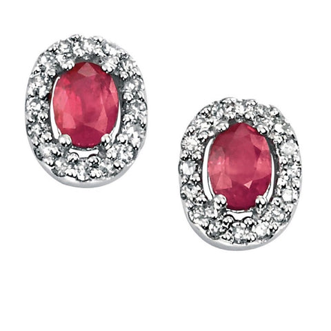 9ct White Gold Ruby and Diamond Earrings GE703R