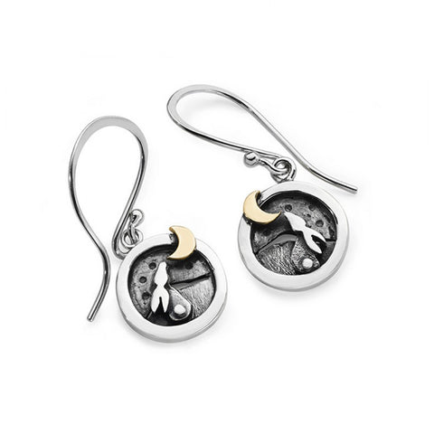 Linda MacDonald Hare Sterling Silver and 9ct Gold Earrings Moondance Collection DMHS