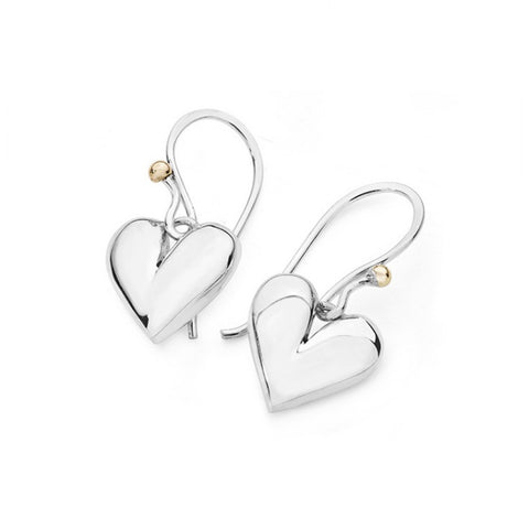 Linda MacDonald Heart Sterling Silver and 9ct Gold Earrings Forever Collection DVP
