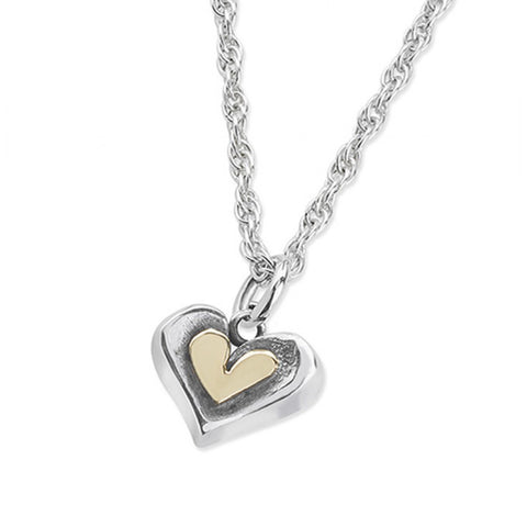 Linda MacDonald Sterling Silver and 9ct Gold Heart Necklace Lucky Penny Collection EPHH