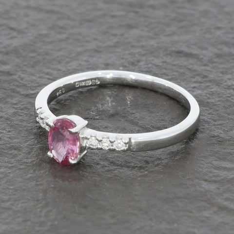 18ct White Gold Pink Sapphire and Diamond Ring