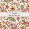 Floral pattern with 'inspired by Lambton Garden' text on a light background