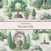 Design inspired by Naunton Folly with garden elements and text overlay.