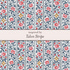 Patterned design inspired by Talon Stripe with floral and striped elements.
