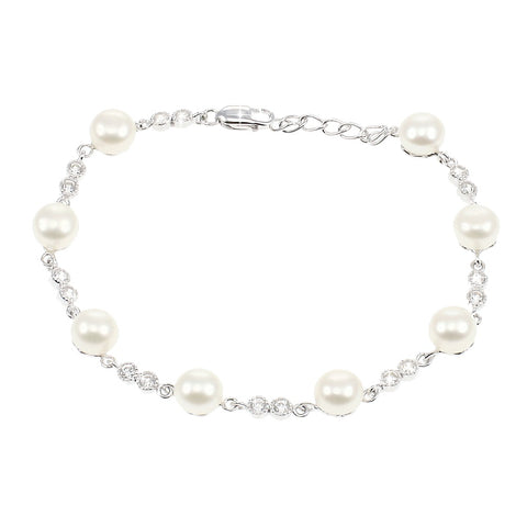Lido Pearls Freshwater Pearl and Cubic Zirconia Bracelet MF030B | H&H